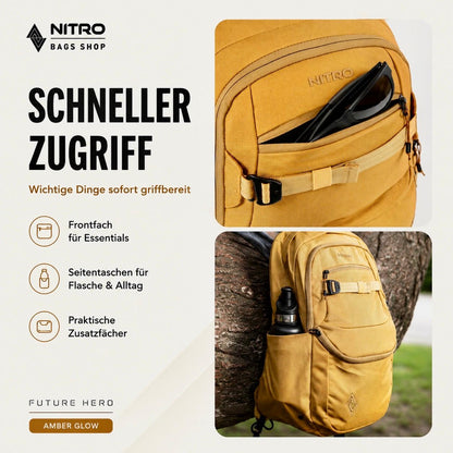Nitro Future Hero 35 Liter Rucksack mit 17 Zoll Laptopfach – Amber Glow