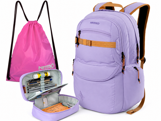 Nitro Complete School Set Future Hero Lavender – 3-teilig inkl. Pencil Case XL & Sportsack-Nitrobags-Shop
