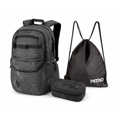 Nitro Schulrucksack Set Future Hero Forged Camo – 3-teilig inkl. Pencil Case XL & Sportsack-Nitrobags-Shop