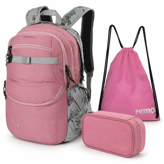 Nitro Schulrucksack Set Future Hero Woodrose – 3-teilig inkl. Pencil Case XL & Sportsack-Nitrobags-Shop