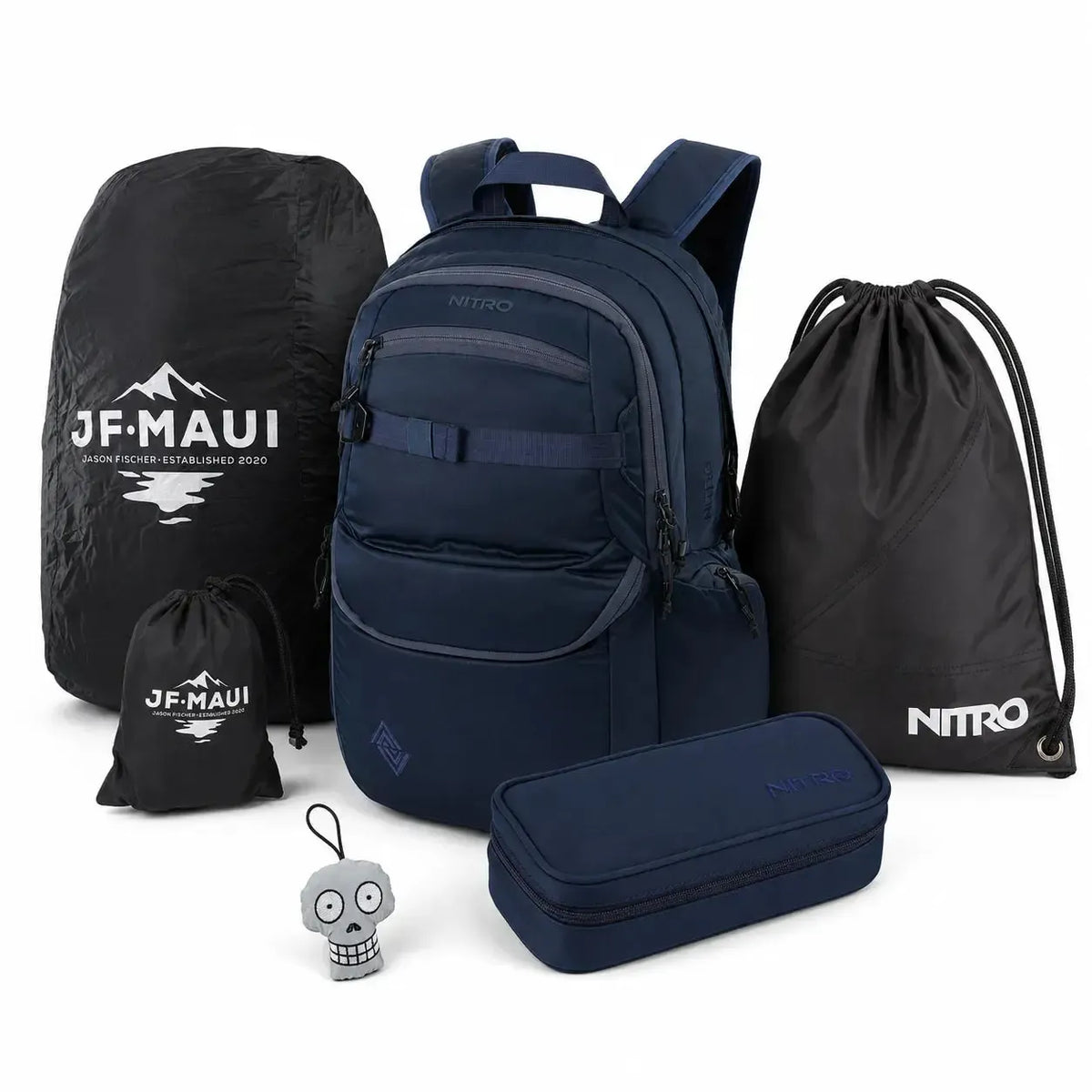 Nitro Schulrucksack Set PLUS Future Hero Night Sky – 5-teilig inkl. Pencil Case XL, Sportsack, Rain Cover & Reflektor-Nitrobags-Shop