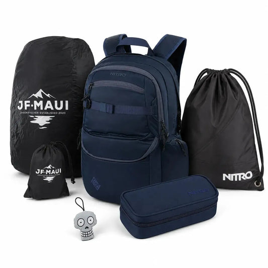 Nitro Schulrucksack Set PLUS Future Hero Night Sky – 5-teilig inkl. Pencil Case XL, Sportsack, Rain Cover & Reflektor-Nitrobags-Shop