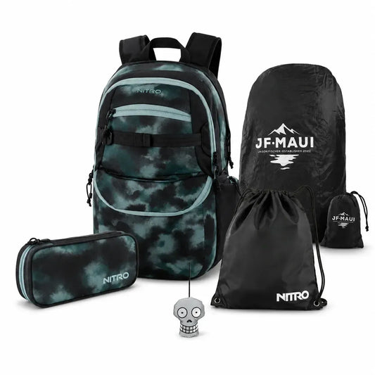 Nitro Schulrucksack Set PLUS Future Hero Reef Break – 5-teilig inkl. Pencil Case XL, Sportsack, Rain Cover & Reflektor-Nitrobags-Shop
