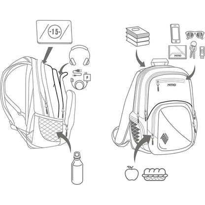 Nitro Stash 29L Rucksack mit 15 Zoll Laptopfach Geo Ocean