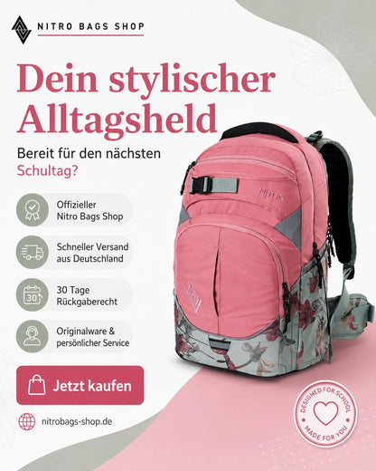 Nitro Superhero 30L Rucksack mit 15 Zoll Laptopfach – Woodrose-Nitrobags-Shop