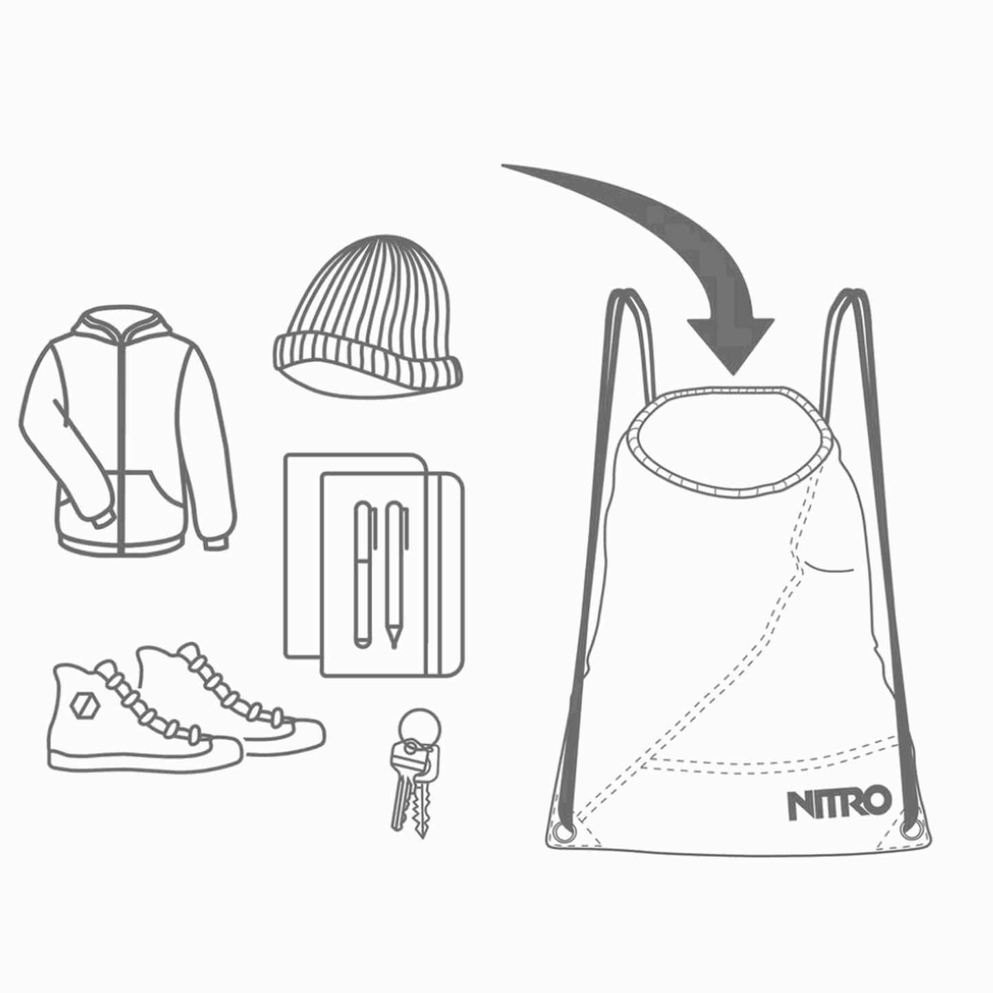 Nitro Sports Sack Turnbeutel Sportbeutel Black