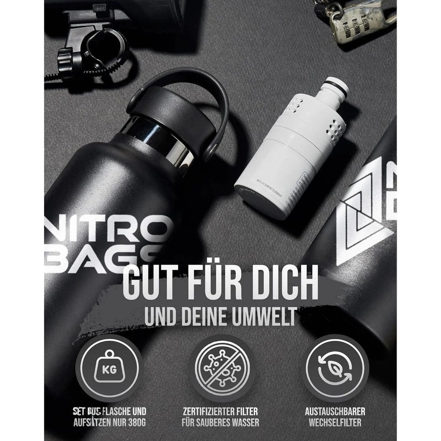 Nitro Bags X RIPURI Trinkflasche 600 ml Black