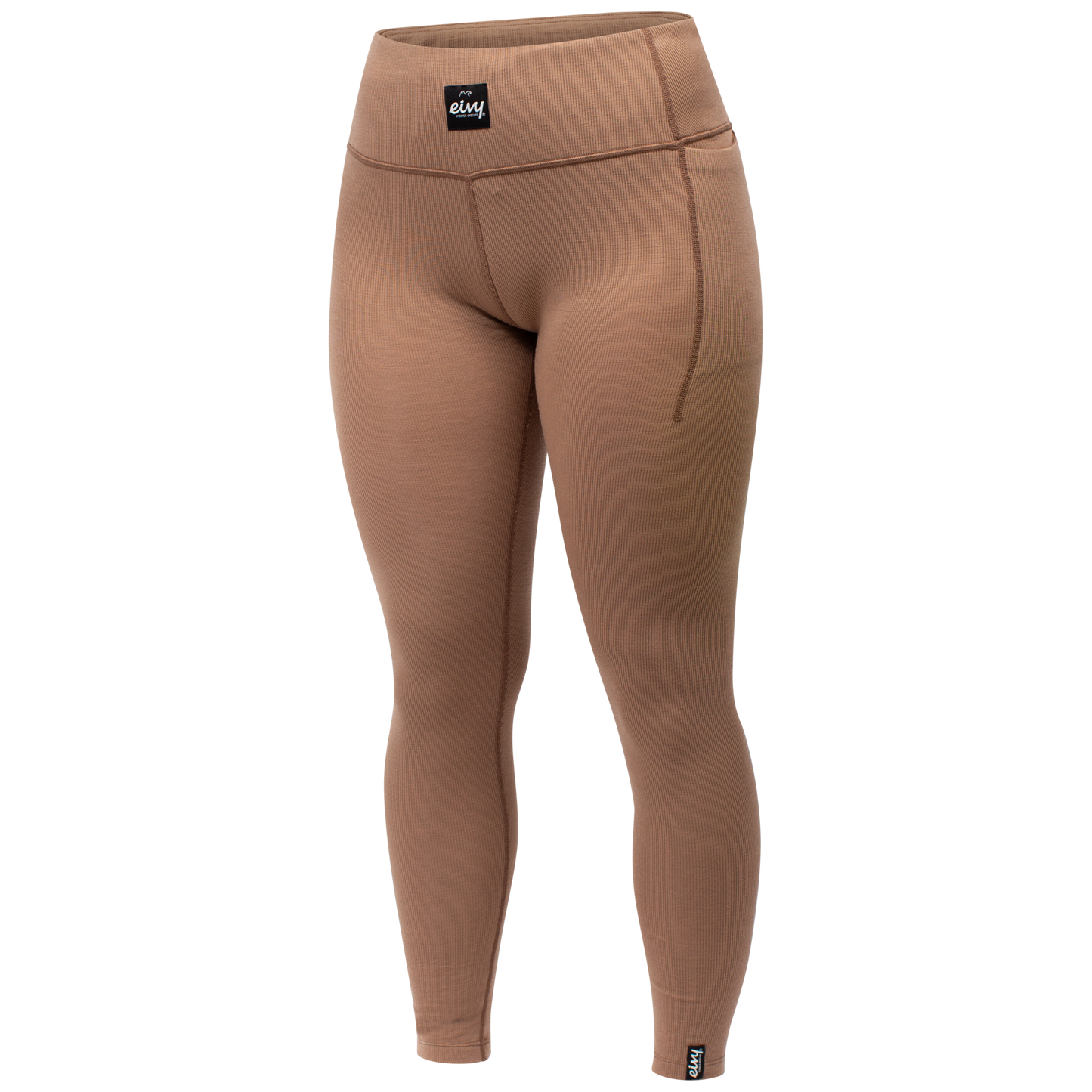 Eivy Pocket Wool Rib Tights Faded Coffee
