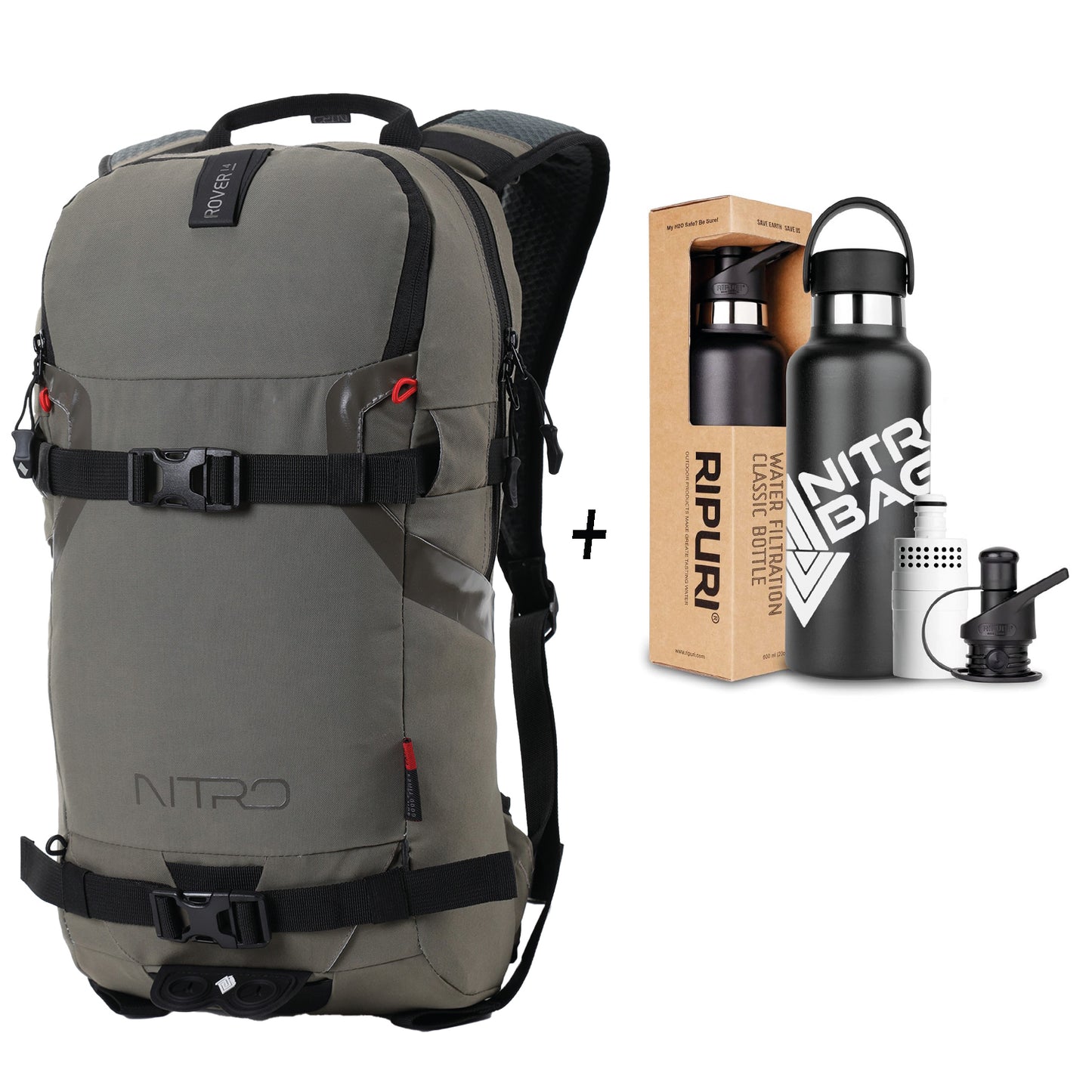 Nitro ROVER 14 X RIPURI SET Snow- Outdoor- Rucksack Waxed Lizard