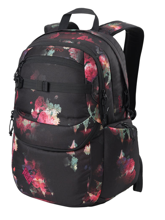 Nitro Future Hero 37 Liter Rucksack BLACK ROSE (Blumen) Daypack mit 17 Zoll Laptopfach