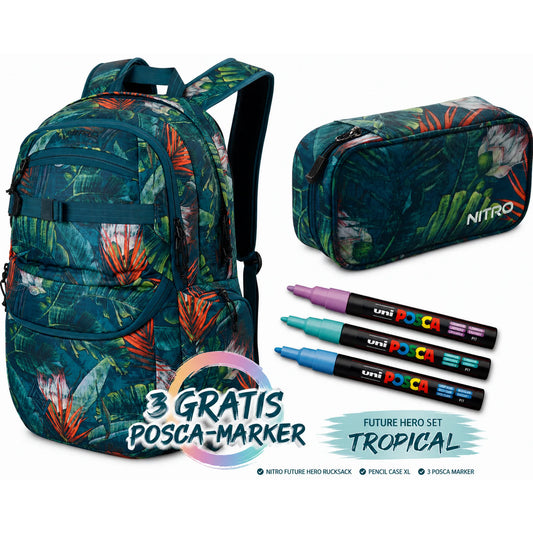 Future Hero Set inkl. Pencil Case XL und 3 POSCA Markern Farbe Tropical