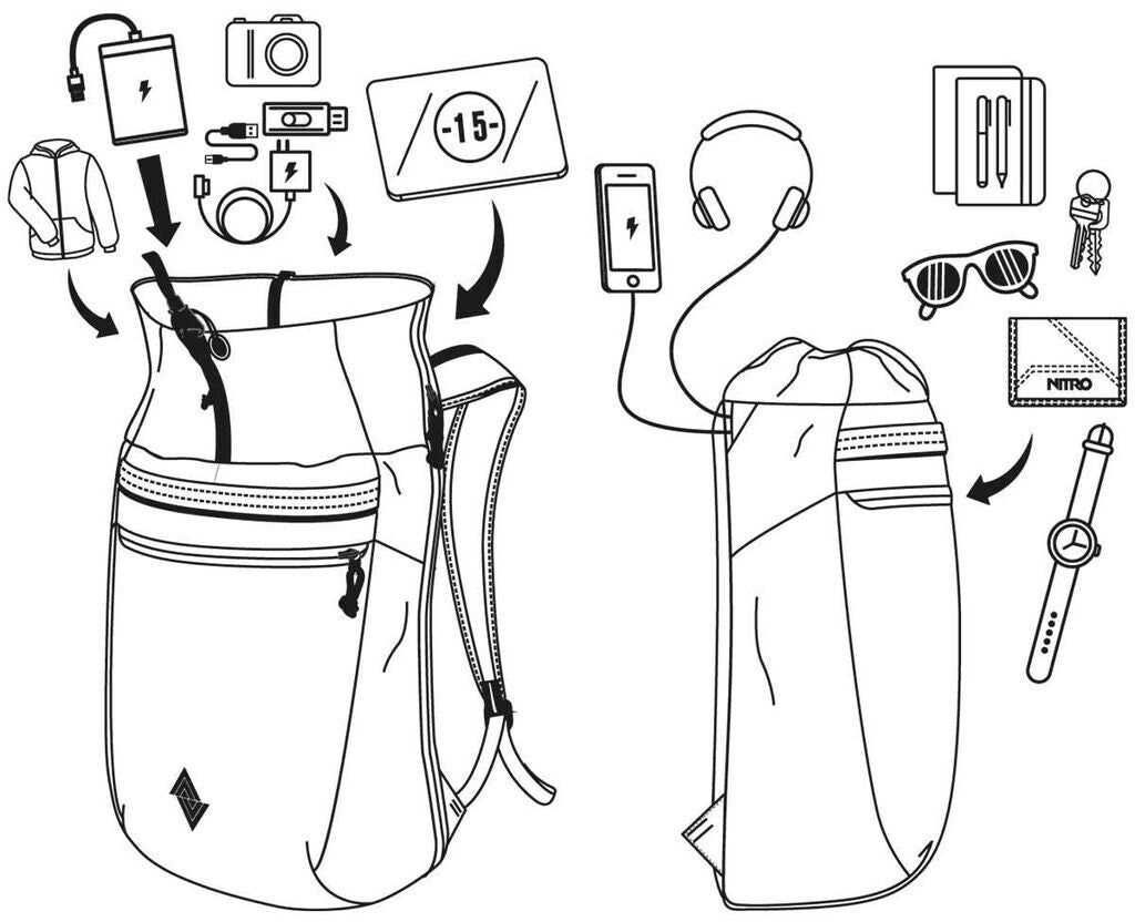 Nitro Fuse 24L Rucksack mit 15 Zoll Laptopfach Black Rose