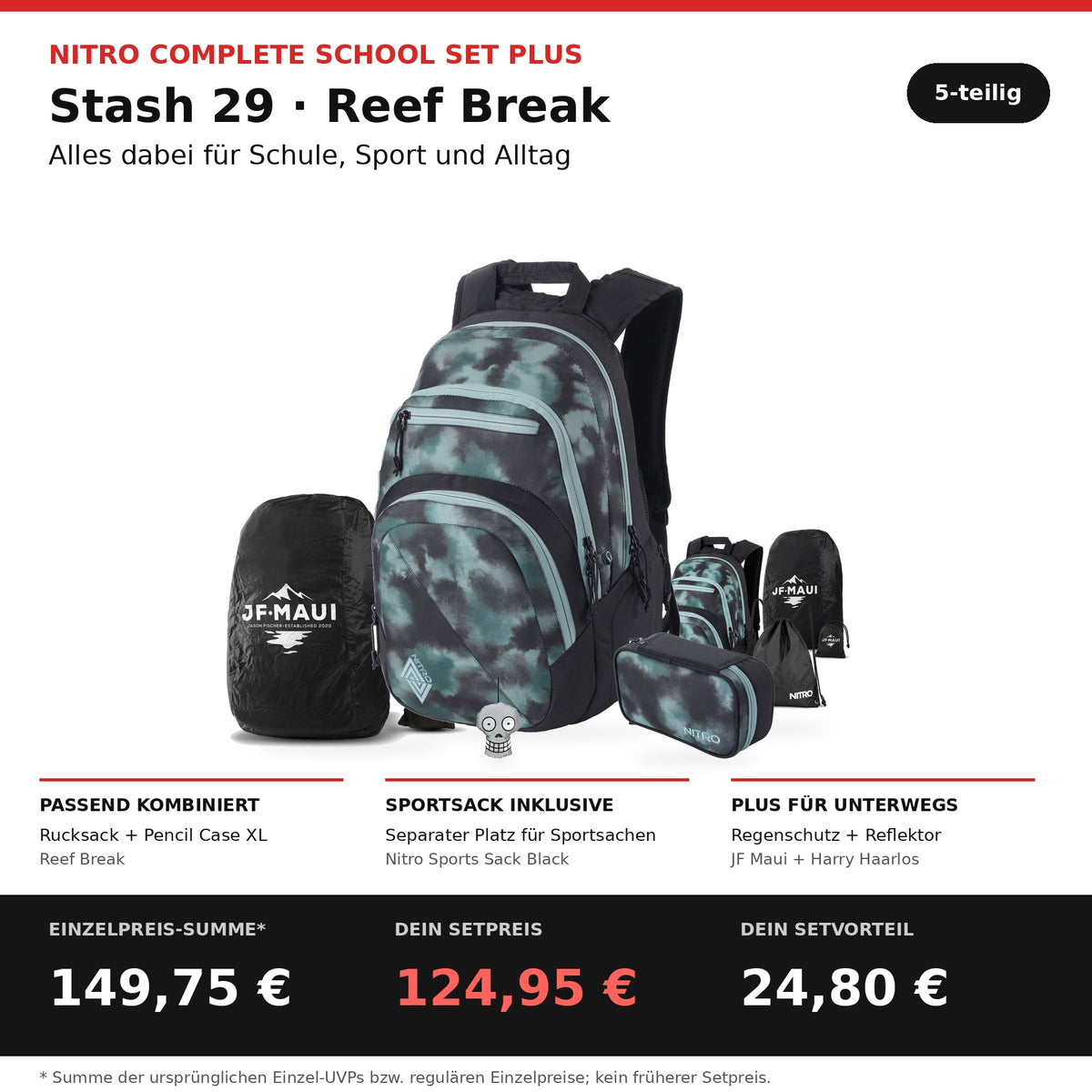 Nitro Complete School Set PLUS Stash 29 Reef Break – 5-teilig – Setbestandteile und Preisvorteil