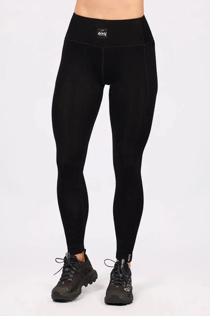 Eivy Pocket Wool Rib Tights Damen-Woll-Baselayer 2027 – Black 1