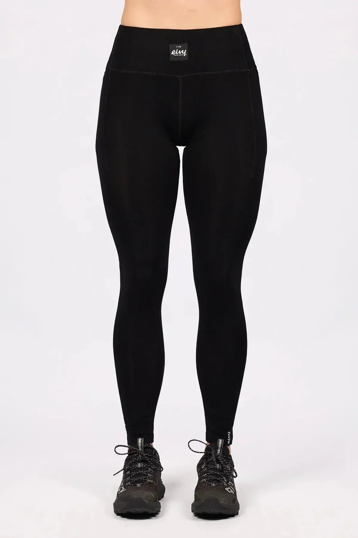 Eivy Pocket Wool Rib Tights Damen-Woll-Baselayer 2027 – Black 1
