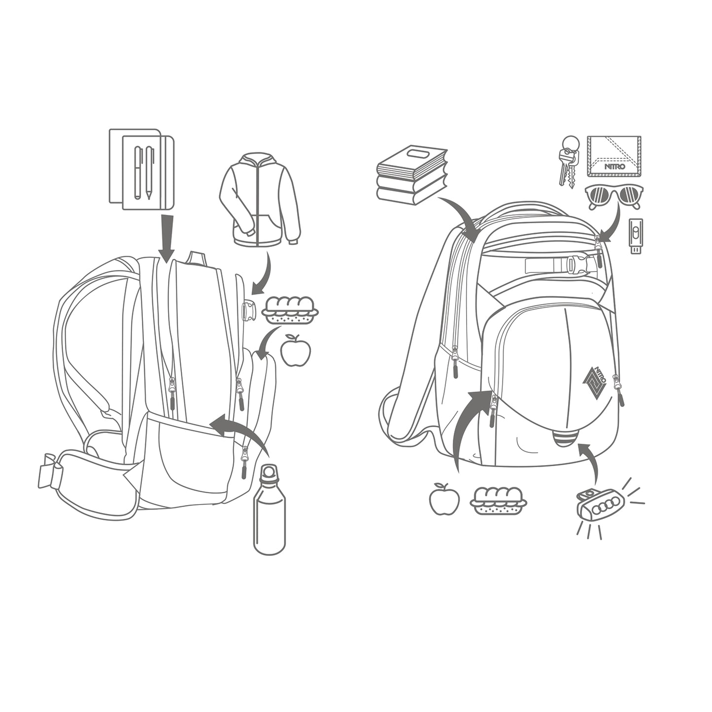 Nitro Superhero 30L Rucksack Schulrucksack GRAPHITE