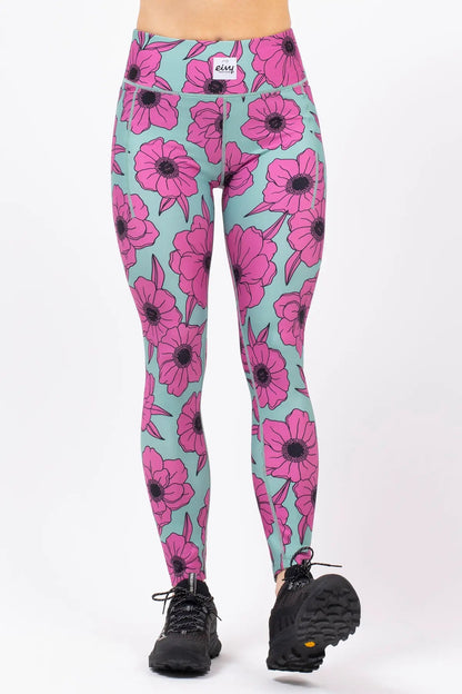 Eivy Pocket Tights - Turquoise Flower – Vorderansicht