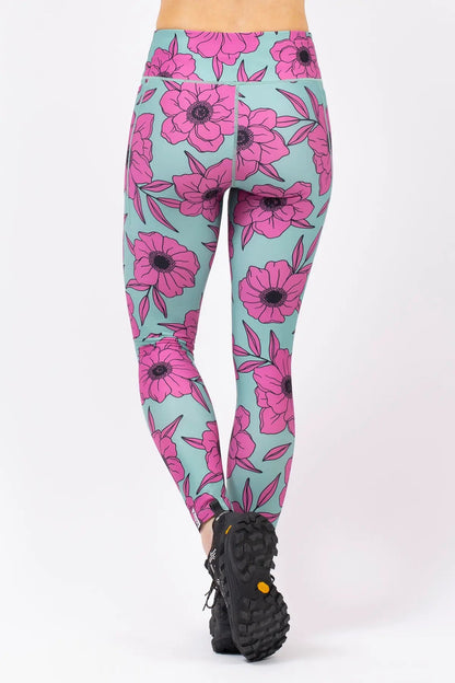 Eivy Pocket Tights - Turquoise Flower – Rückansicht