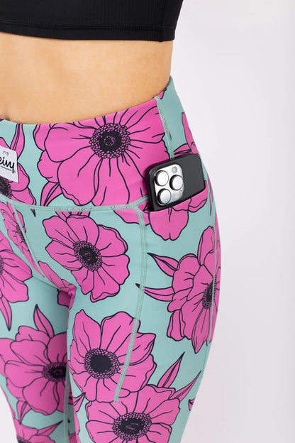 Eivy Pocket Tights - Turquoise Flower – Taschendetail